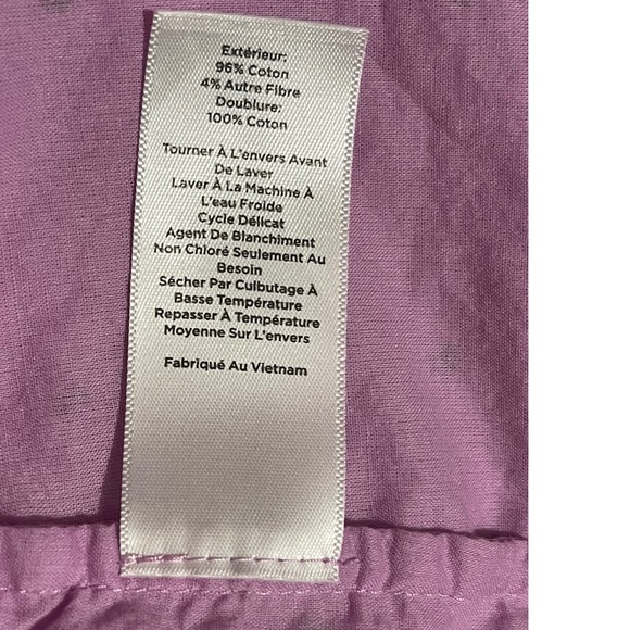 Talbots Petite Lavender Clip Dot Popover Blouse Textured Button Placket Top LP - Picture 8 of 9